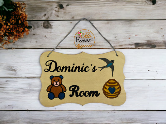 Personalised Wooden Door Sign for Children's Room