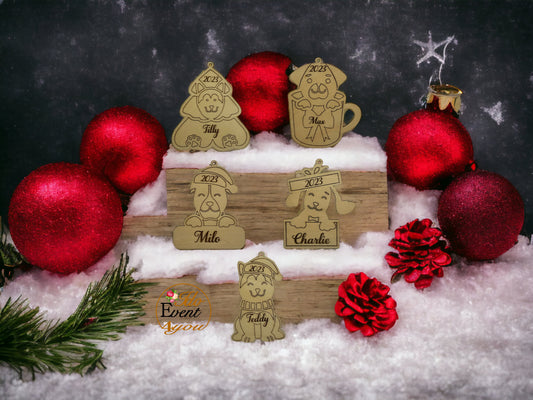 Personalized Wooden Dog Christmas Ornaments - Celebrate with Your Furry Friend