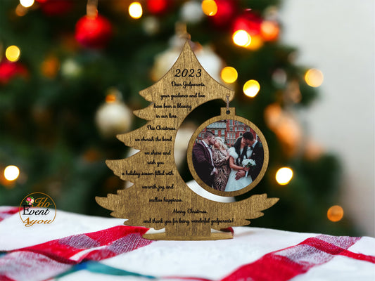 Personalised Godparent & Godchild Wooden Christmas Tree Ornament