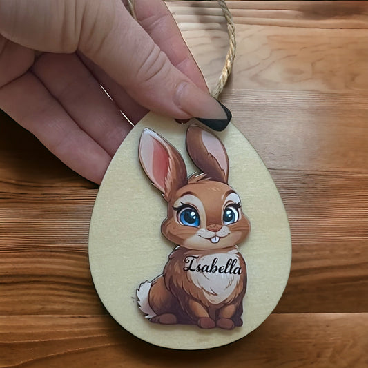 Personalised Wooden Bunny Tags for Easter Baskets: Customisable Children's Egg Hunt Decor